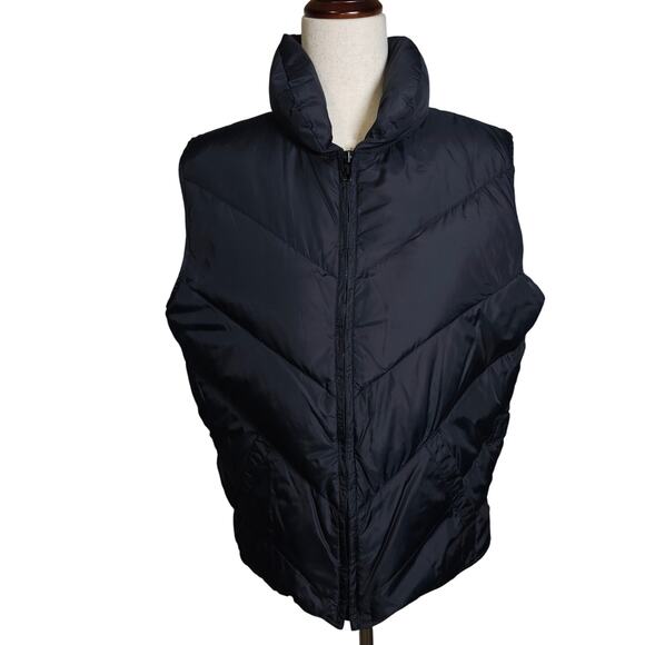 Eddie Bauer, Black, Women's Goose Down, Puffer Vest, Adj Waist with Snaps Medium - Picture 1 of 9